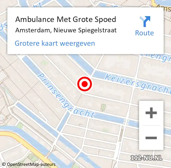 Locatie op kaart van de 112 melding: Ambulance Met Grote Spoed Naar Amsterdam, Nieuwe Spiegelstraat op 6 augustus 2024 16:46