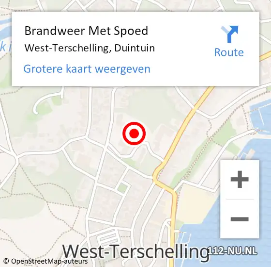 Locatie op kaart van de 112 melding: Brandweer Met Spoed Naar West-Terschelling, Duintuin op 6 augustus 2024 16:52