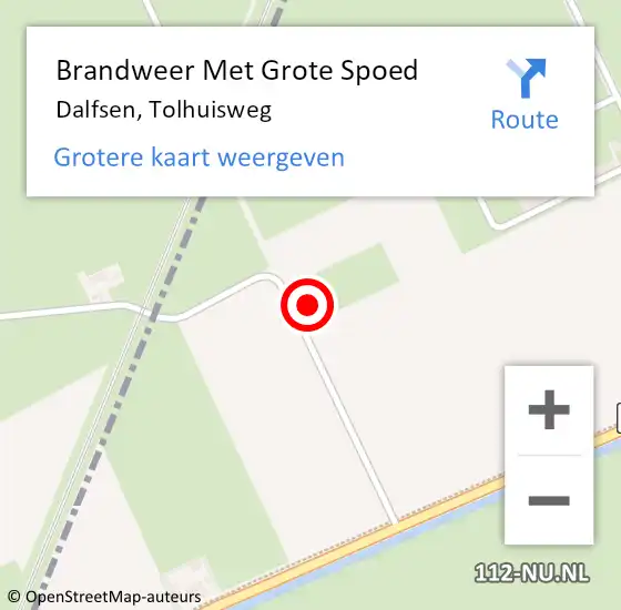 Locatie op kaart van de 112 melding: Brandweer Met Grote Spoed Naar Dalfsen, Tolhuisweg op 6 augustus 2024 17:00