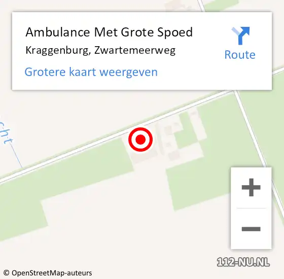 Locatie op kaart van de 112 melding: Ambulance Met Grote Spoed Naar Kraggenburg, Zwartemeerweg op 15 oktober 2014 14:27