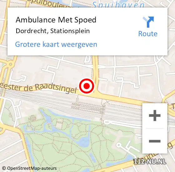 Locatie op kaart van de 112 melding: Ambulance Met Spoed Naar Dordrecht, Stationsplein op 6 augustus 2024 17:12