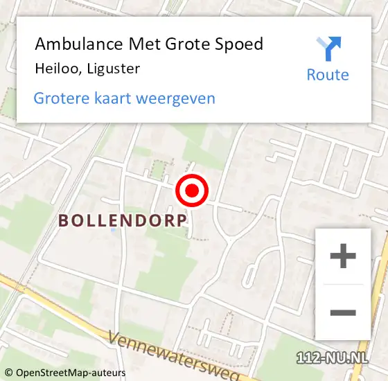 Locatie op kaart van de 112 melding: Ambulance Met Grote Spoed Naar Heiloo, Liguster op 6 augustus 2024 17:16