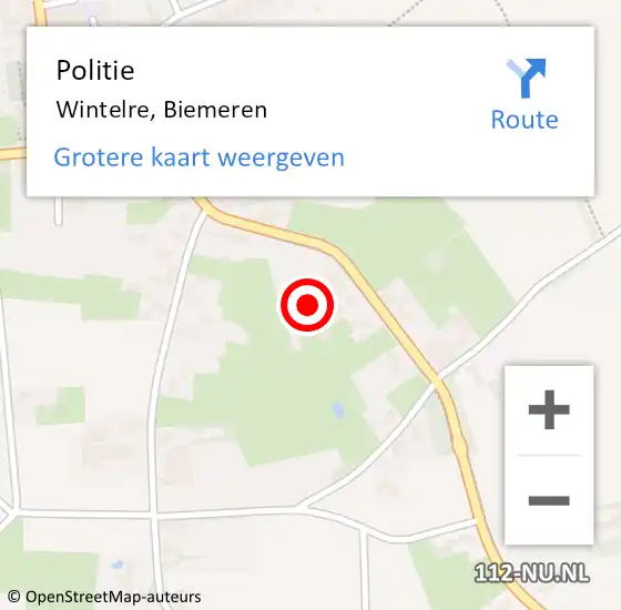 Locatie op kaart van de 112 melding: Politie Wintelre, Biemeren op 6 augustus 2024 17:16