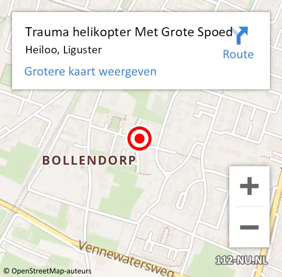 Locatie op kaart van de 112 melding: Trauma helikopter Met Grote Spoed Naar Heiloo, Liguster op 6 augustus 2024 17:17