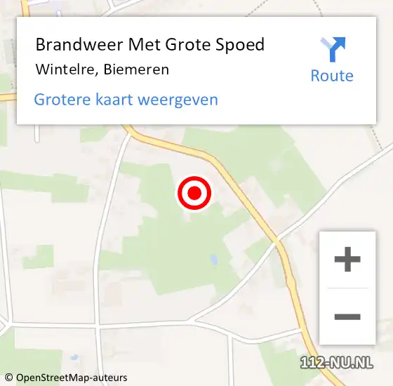 Locatie op kaart van de 112 melding: Brandweer Met Grote Spoed Naar Wintelre, Biemeren op 6 augustus 2024 17:20