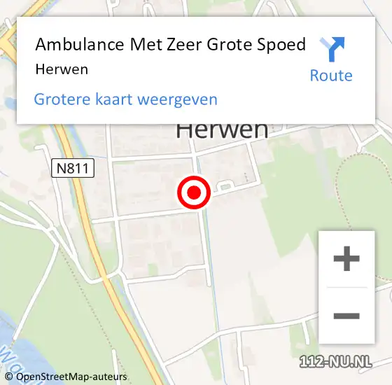 Locatie op kaart van de 112 melding: Ambulance Met Zeer Grote Spoed Naar Herwen op 6 augustus 2024 17:24