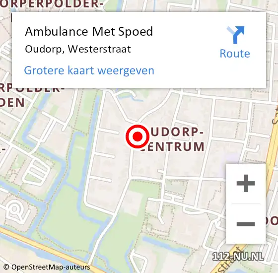 Locatie op kaart van de 112 melding: Ambulance Met Spoed Naar Oudorp, Westerstraat op 6 augustus 2024 17:44