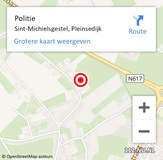 Locatie op kaart van de 112 melding: Politie Sint-Michielsgestel, Pleinsedijk op 6 augustus 2024 17:44