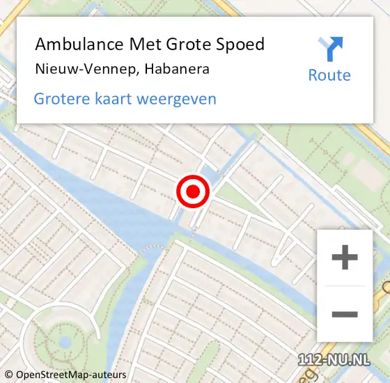 Locatie op kaart van de 112 melding: Ambulance Met Grote Spoed Naar Nieuw-Vennep, Habanera op 6 augustus 2024 17:47