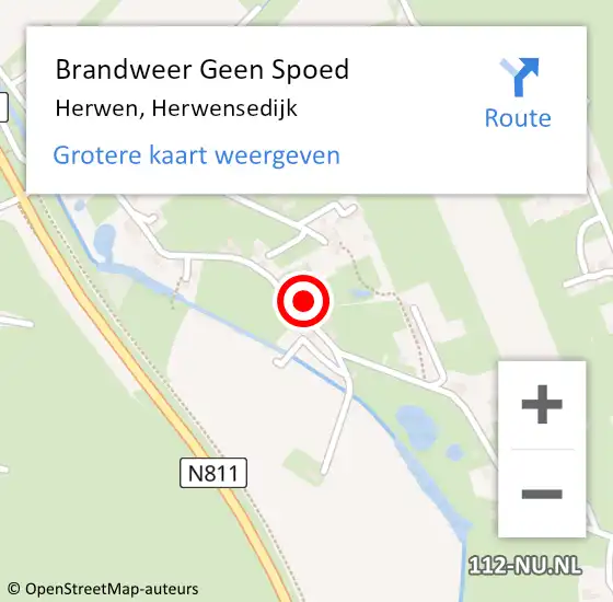 Locatie op kaart van de 112 melding: Brandweer Geen Spoed Naar Herwen, Herwensedijk op 6 augustus 2024 17:58