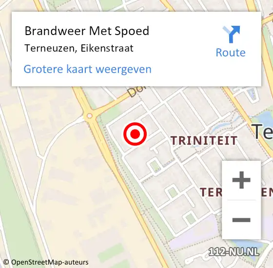 Locatie op kaart van de 112 melding: Brandweer Met Spoed Naar Terneuzen, Eikenstraat op 6 augustus 2024 18:11