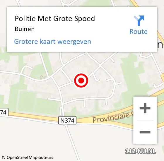 Locatie op kaart van de 112 melding: Politie Met Grote Spoed Naar Buinen op 6 augustus 2024 18:16