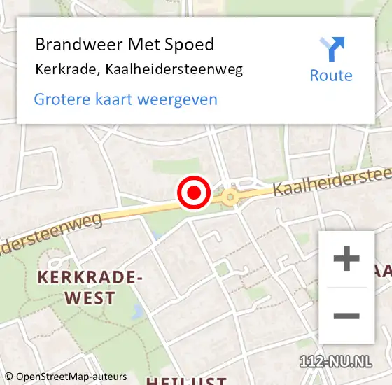 Locatie op kaart van de 112 melding: Brandweer Met Spoed Naar Kerkrade, Kaalheidersteenweg op 6 augustus 2024 18:21