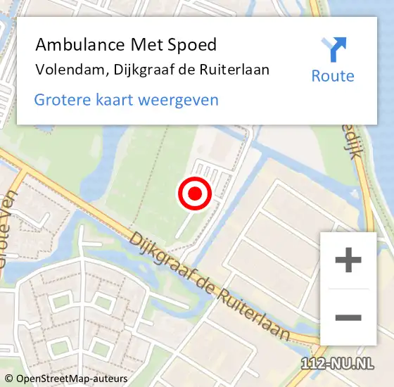 Locatie op kaart van de 112 melding: Ambulance Met Spoed Naar Volendam, Dijkgraaf de Ruiterlaan op 6 augustus 2024 18:24