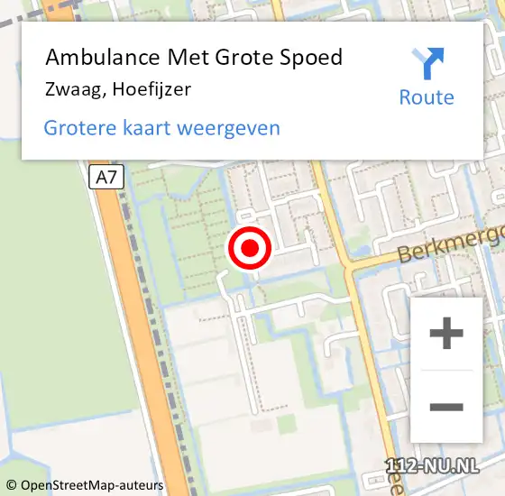 Locatie op kaart van de 112 melding: Ambulance Met Grote Spoed Naar Zwaag, Hoefijzer op 6 augustus 2024 18:26