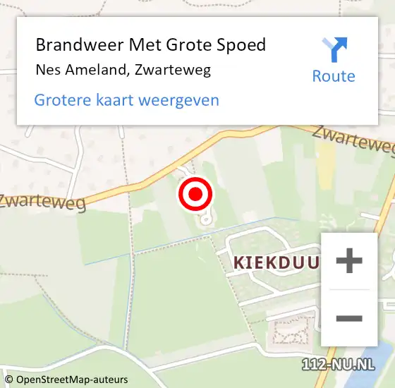 Locatie op kaart van de 112 melding: Brandweer Met Grote Spoed Naar Nes Ameland, Zwarteweg op 6 augustus 2024 18:30