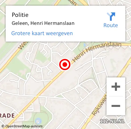 Locatie op kaart van de 112 melding: Politie Geleen, Henri Hermanslaan op 6 augustus 2024 18:47