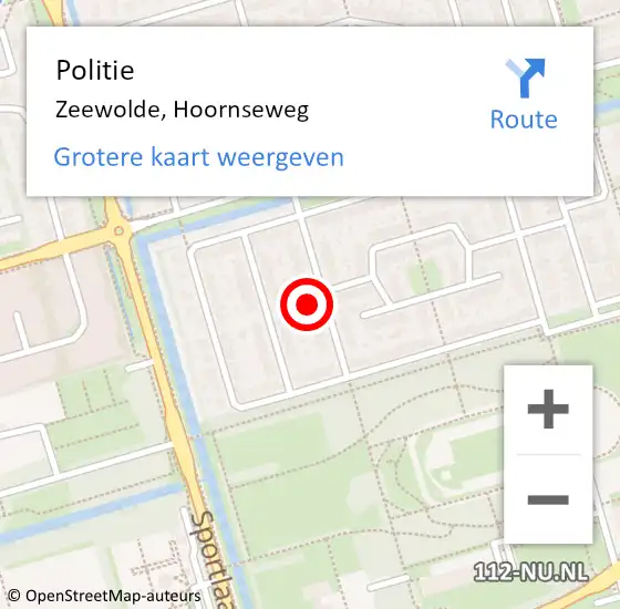 Locatie op kaart van de 112 melding: Politie Zeewolde, Hoornseweg op 6 augustus 2024 19:01