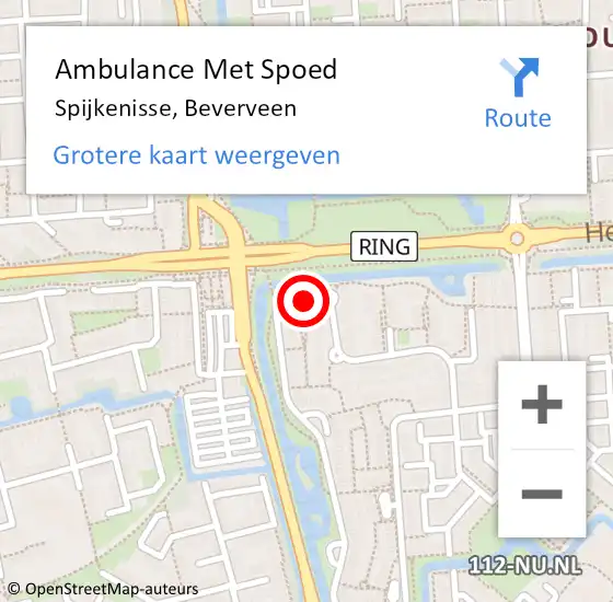 Locatie op kaart van de 112 melding: Ambulance Met Spoed Naar Spijkenisse, Beverveen op 6 augustus 2024 19:17