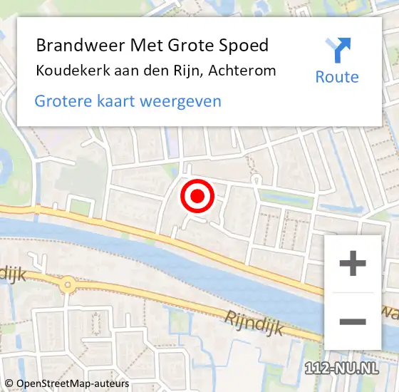 Locatie op kaart van de 112 melding: Brandweer Met Grote Spoed Naar Koudekerk aan den Rijn, Achterom op 6 augustus 2024 19:36