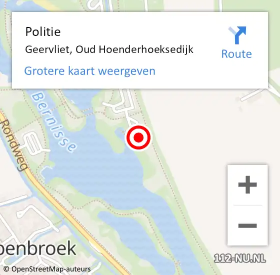 Locatie op kaart van de 112 melding: Politie Geervliet, Oud Hoenderhoeksedijk op 6 augustus 2024 20:26