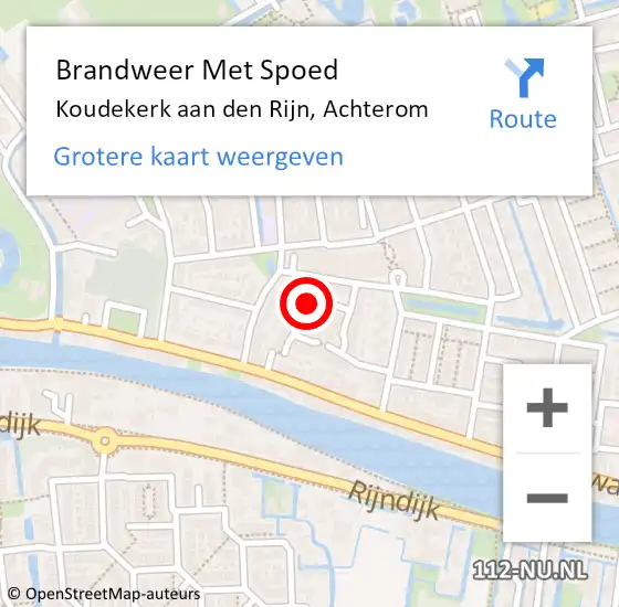 Locatie op kaart van de 112 melding: Brandweer Met Spoed Naar Koudekerk aan den Rijn, Achterom op 6 augustus 2024 20:30