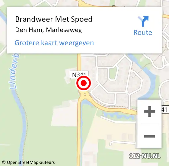 Locatie op kaart van de 112 melding: Brandweer Met Spoed Naar Den Ham, Marleseweg op 6 augustus 2024 20:36