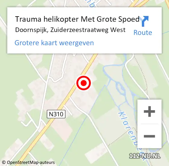 Locatie op kaart van de 112 melding: Trauma helikopter Met Grote Spoed Naar Doornspijk, Zuiderzeestraatweg West op 6 augustus 2024 20:37