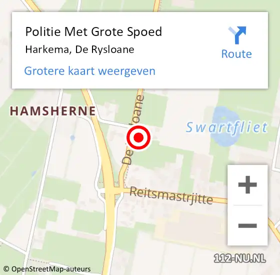 Locatie op kaart van de 112 melding: Politie Met Grote Spoed Naar Harkema, De Rysloane op 6 augustus 2024 20:47