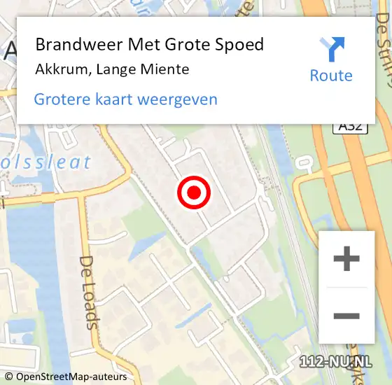 Locatie op kaart van de 112 melding: Brandweer Met Grote Spoed Naar Akkrum, Lange Miente op 6 augustus 2024 20:50