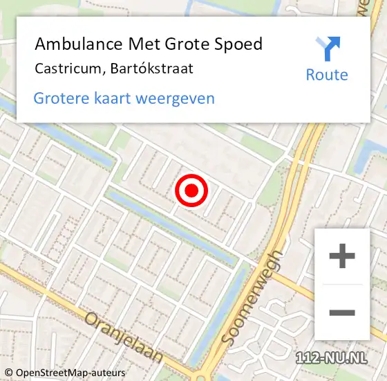 Locatie op kaart van de 112 melding: Ambulance Met Grote Spoed Naar Castricum, Bartókstraat op 6 augustus 2024 21:14