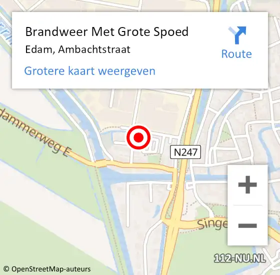 Locatie op kaart van de 112 melding: Brandweer Met Grote Spoed Naar Edam, Ambachtstraat op 6 augustus 2024 21:30