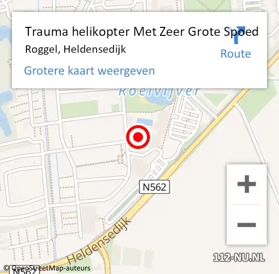 Locatie op kaart van de 112 melding: Trauma helikopter Met Zeer Grote Spoed Naar Roggel, Heldensedijk op 6 augustus 2024 21:56