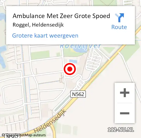 Locatie op kaart van de 112 melding: Ambulance Met Zeer Grote Spoed Naar Roggel, Heldensedijk op 6 augustus 2024 21:57