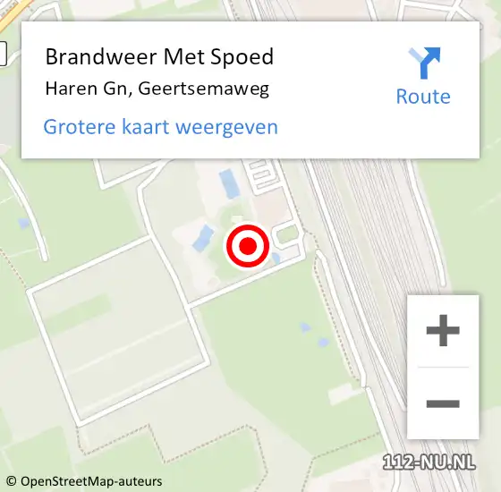 Locatie op kaart van de 112 melding: Brandweer Met Spoed Naar Haren Gn, Geertsemaweg op 6 augustus 2024 21:58