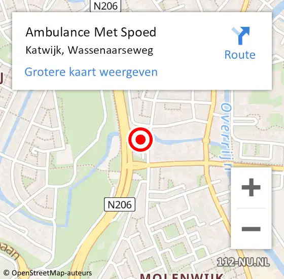 Locatie op kaart van de 112 melding: Ambulance Met Spoed Naar Katwijk, Wassenaarseweg op 6 augustus 2024 22:39