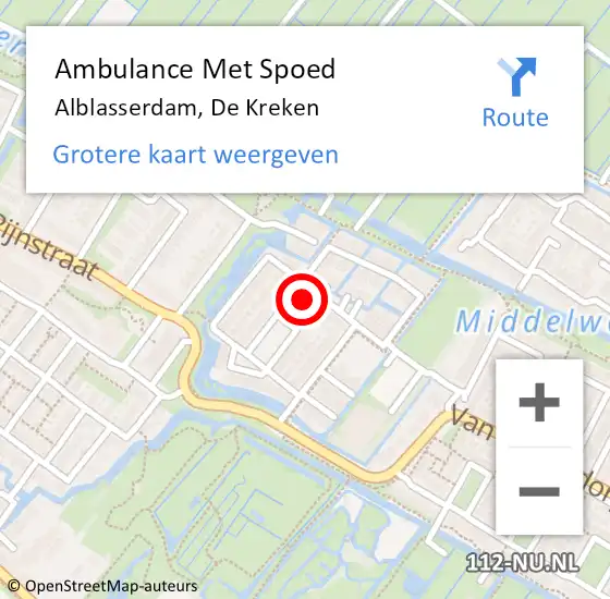 Locatie op kaart van de 112 melding: Ambulance Met Spoed Naar Alblasserdam, De Kreken op 6 augustus 2024 22:48