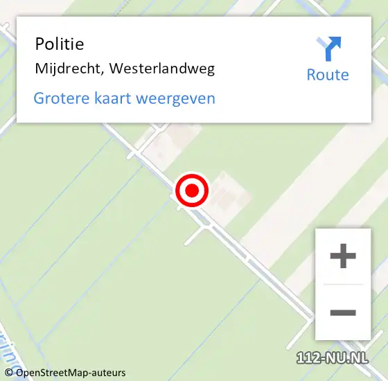 Locatie op kaart van de 112 melding: Politie Mijdrecht, Westerlandweg op 6 augustus 2024 22:54