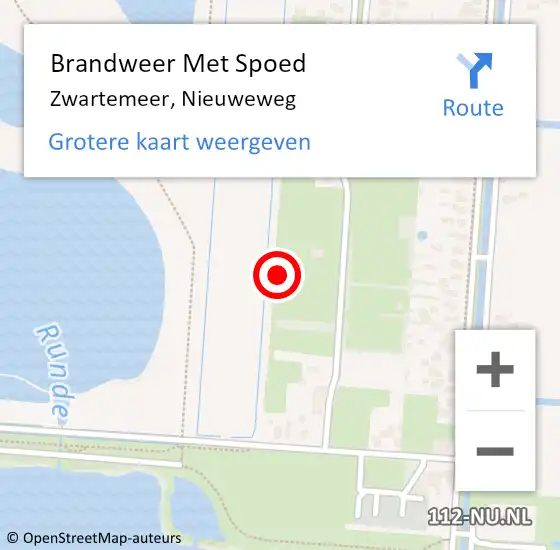 Locatie op kaart van de 112 melding: Brandweer Met Spoed Naar Zwartemeer, Nieuweweg op 6 augustus 2024 23:01