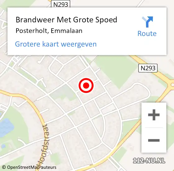 Locatie op kaart van de 112 melding: Brandweer Met Grote Spoed Naar Posterholt, Emmalaan op 6 augustus 2024 23:33