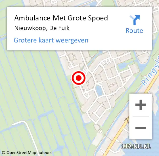 Locatie op kaart van de 112 melding: Ambulance Met Grote Spoed Naar Nieuwkoop, De Fuik op 6 augustus 2024 23:34