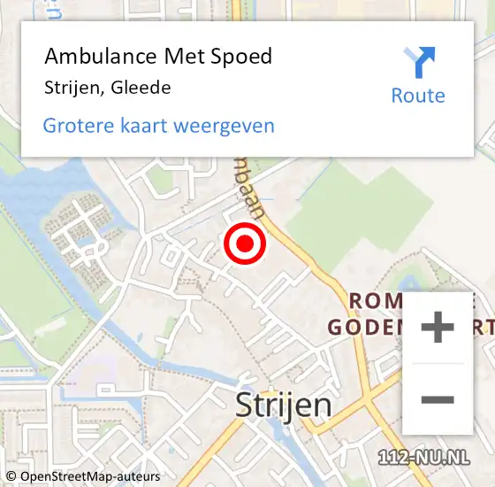 Locatie op kaart van de 112 melding: Ambulance Met Spoed Naar Strijen, Gleede op 6 augustus 2024 23:40