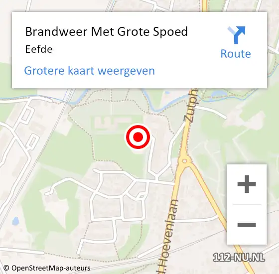 Locatie op kaart van de 112 melding: Brandweer Met Grote Spoed Naar Eefde op 6 augustus 2024 23:45