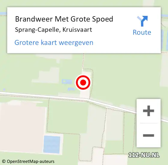 Locatie op kaart van de 112 melding: Brandweer Met Grote Spoed Naar Sprang-Capelle, Kruisvaart op 6 augustus 2024 23:50