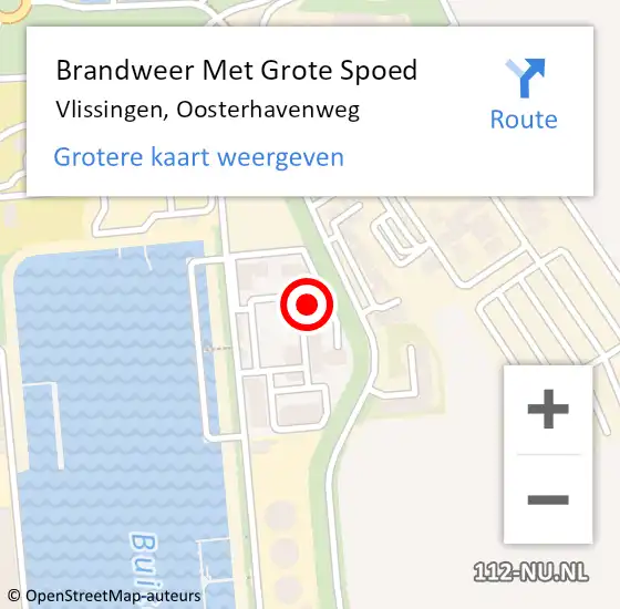 Locatie op kaart van de 112 melding: Brandweer Met Grote Spoed Naar Vlissingen, Oosterhavenweg op 6 augustus 2024 23:59