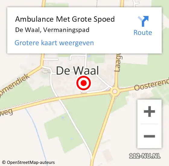 Locatie op kaart van de 112 melding: Ambulance Met Grote Spoed Naar De Waal, Vermaningspad op 7 augustus 2024 00:17