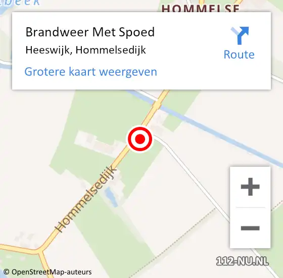 Locatie op kaart van de 112 melding: Brandweer Met Spoed Naar Heeswijk, Hommelsedijk op 7 augustus 2024 00:23