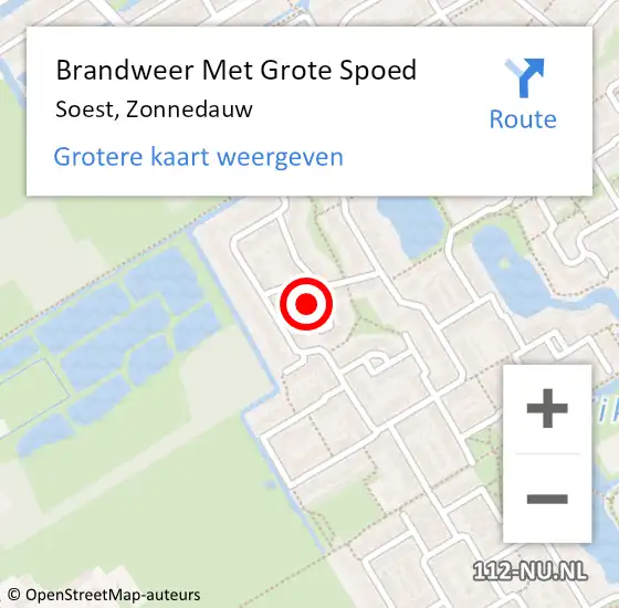 Locatie op kaart van de 112 melding: Brandweer Met Grote Spoed Naar Soest, Zonnedauw op 7 augustus 2024 00:38