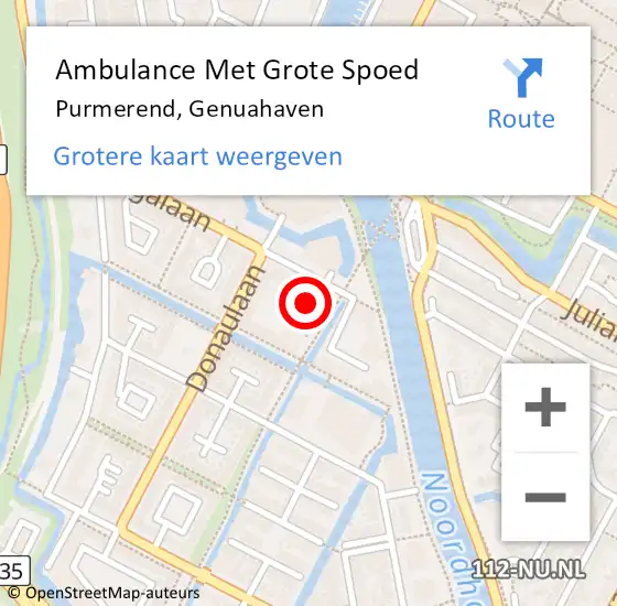 Locatie op kaart van de 112 melding: Ambulance Met Grote Spoed Naar Purmerend, Genuahaven op 7 augustus 2024 02:57