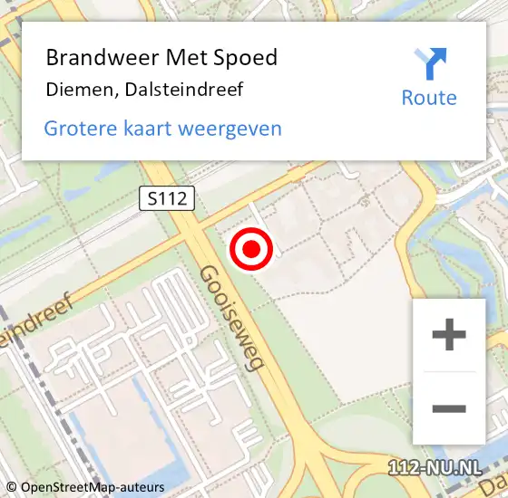 Locatie op kaart van de 112 melding: Brandweer Met Spoed Naar Diemen, Dalsteindreef op 7 augustus 2024 03:31